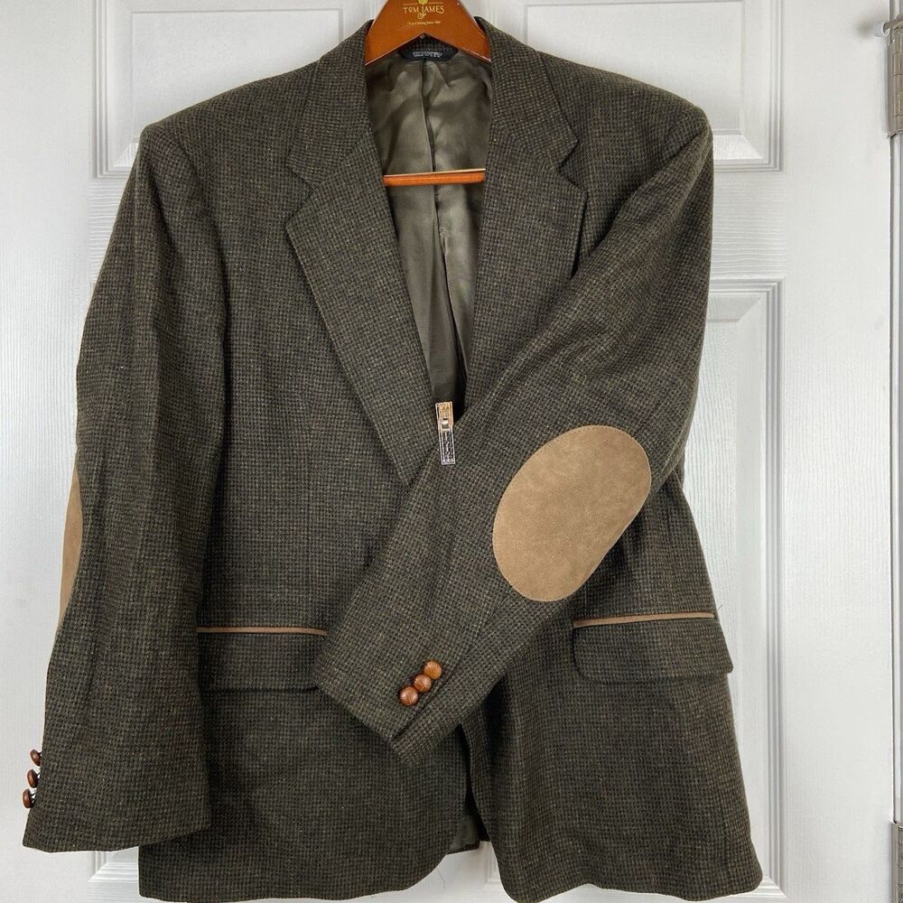 Dickinson & Lee Jacket Blazer 100% Wool Sport Coat Elbow Pads Mens 46R